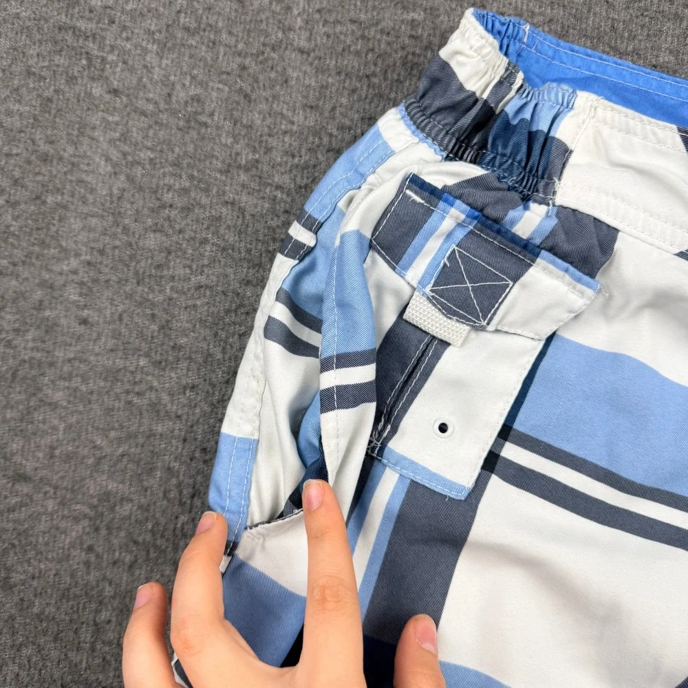 American Rag Men's L Large Blue‎ Plaid Cargo Board Shorts Swim Trunks